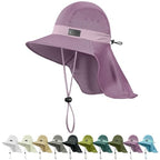 Cooling Sun Hat for Men Women UPF50+ Wide Brim Fishing Hat with Neck Flap Adjustable Foldable Bucket Hat for Hiking Purple (Purple)