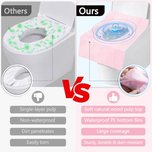 20 Pack Toilet Seat Covers Disposable (Pink)