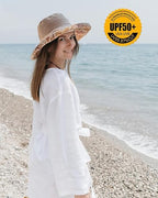Womens Sun Hats Wide Brim Reversible Bucket Cotton Hat Packable Summer Travel Cap with Hat Clip (Medium / Khaki)