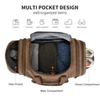 Canvas Duffle Bag for Men Expandable Convertible Travel Gym Duffel (Brown)