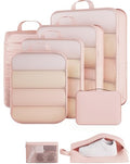 8 Set Compression Packing Cubes for Travel Essentials (Beige(Makeup Bag) / 8 set)