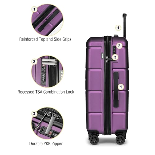 Luggage Sets 2 Piece Suitcase Set Hardshell 20 inch (Dark Purple / 2-Piece Set (20/24))