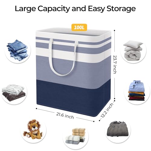 2 Pack Large Laundry Baskets (100L / Blue)