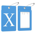 2 Pack Initial Luggage Tags for Suitcases Airplane Travel Essentials (Large X / Blue)