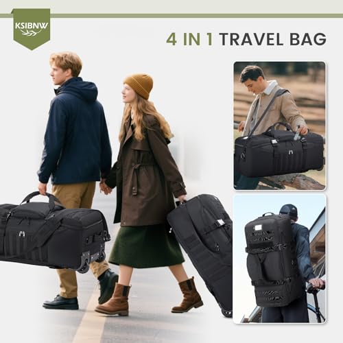 Duffel Bag with Wheels and Handle (Khaki)