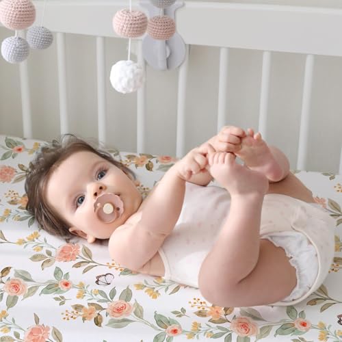 Baby Fitted Crib Sheets (Rose & Foliage / 52X28 Inch)