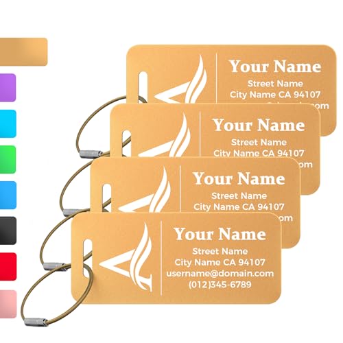 4PCS Personalized Luggage Tag (Gold / Small)