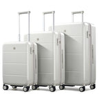 3 Piece Luggage Set Expandable Hardside Suitcases with Spinner Wheels (Smoke White / 20/24/28 Inch EXT)