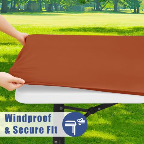 2 Pack Rectangle Spandex Fitted Table Cloth (Terracotta / 96" x 30" (Rectangular))
