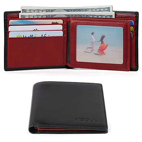 Mens Wallet with 2 ID Windows (Black and Burgundy)