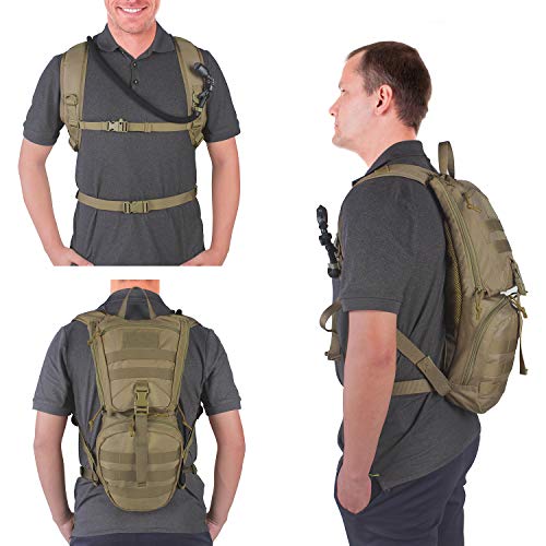 Tactical Hydration Backpack with 3L Water Bladder (Tan)