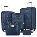 Softside Luggage Set Lightweight 3 Piece Suitcase with Duffel Bag (Softside Luggage(22/26/30) / Deep Blue + bags)