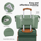 Luggage Sets with Spinner Wheels (6 piece set / GREEN-BROWN)