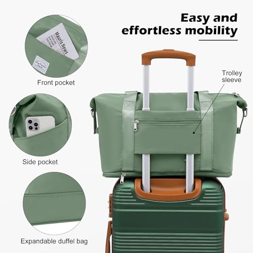 Luggage Sets with Spinner Wheels (6 piece set / GREEN-BROWN)