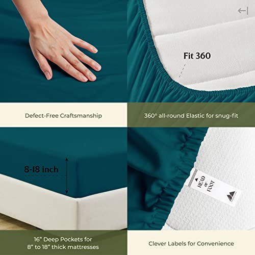 100% Egyptian Cotton King Size Sheets Set (King / 12 - Teal)