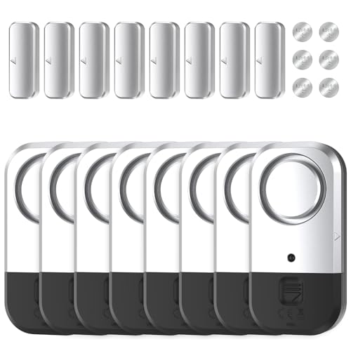 Door Window Alarm Sensors (8 Pack / Silver Gray)
