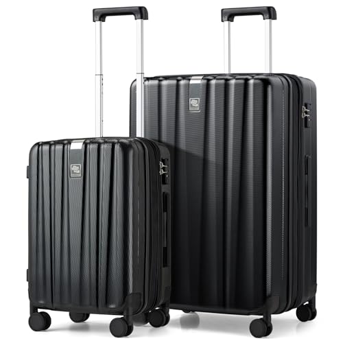 Expandable Hard Shell Luggage Sets (2 Pc Set EXT (20/29) / Jet Black)