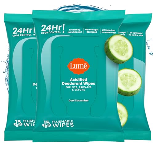 Acidified Deodorant Wipes (15 Count (Pack of 3))