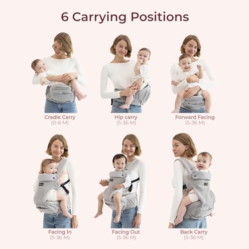 Baby Carrier with Hip Seat (Air Mesh-Grey)