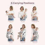 Baby Carrier with Hip Seat (Air Mesh-Grey)