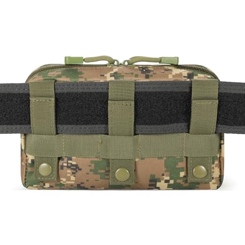 Tactical Molle Admin Pouch Utility Laser Cut EDC Tool Pouch Bag Horizontal Modular Pouches Include US Flag Patch and Keychain (Digital)
