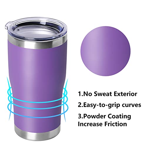 20oz Tumbler with Lid Stainless Steel Tumblers Bulk (Purple / 8 count)