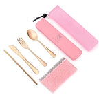 Travel Utensils Set Stainless Steel with Carrying Case (Rose Gold)