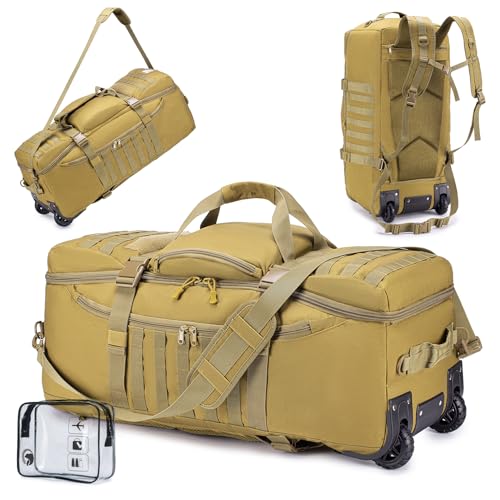 Duffel Bag with Wheels and Handle (Khaki)