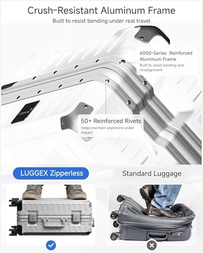 28 Inch Zipperless Checked Luggage (Silver Grey / 28 Inch)