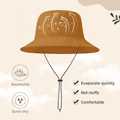Waterproof Bucket Hats for Woman UPF 50+ Sun Hat Dark Mustard (Dark Mustard)