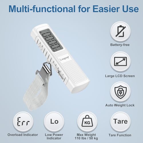 Battery Free Digital Luggage Scale (White)