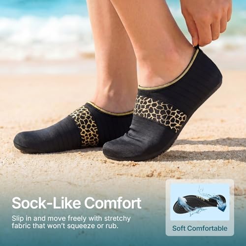 Water Shoes for Women Men Quick (8.5-9.5 Women/7.5-8.5 Men / Golden Leopard)