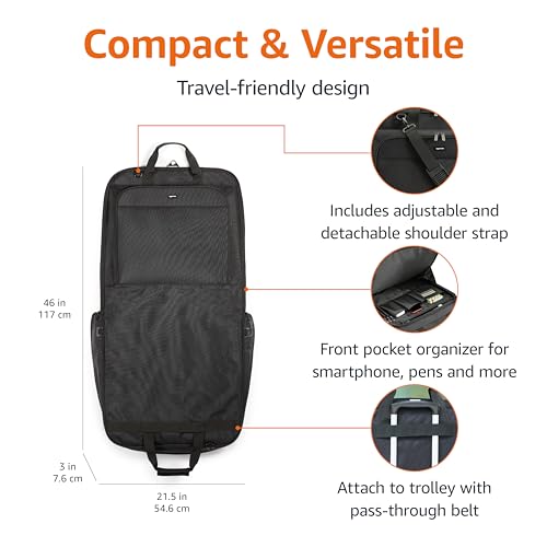 46" Premium Garment Bag for Travel (Black / 46-Inch)