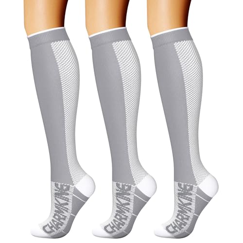 Compression Socks for Women & Men Circulation (Large-X-Large / 26 Grey/Grey/Grey)