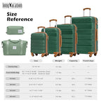 Luggage Sets with Spinner Wheels (6 piece set / GREEN-BROWN)