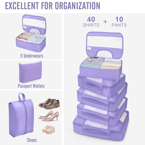 10 Set Packing Cubes for Travel Essentials (06 Attractive Purple)