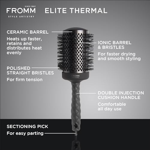 Elite Thermal Ceramic x Ionic 2.5" Round Brush for Expert Blowouts and Faster Hair Drying (2.5" Standard Barrel)