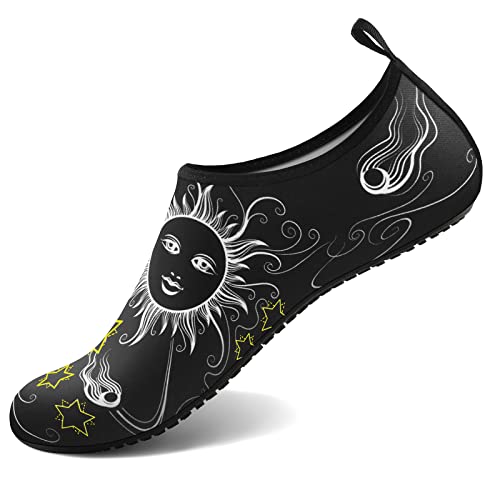 Water Shoes for Women Men Quick (10-11 Women/9-10 Men / Sun Moon Black)