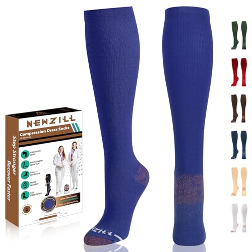 Copper Compression Dress Socks for Women & Men (XX-Large / Blue Purple)