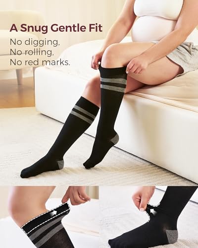 Pregnancy Compression Socks Women (4X-Large / Black/Black)