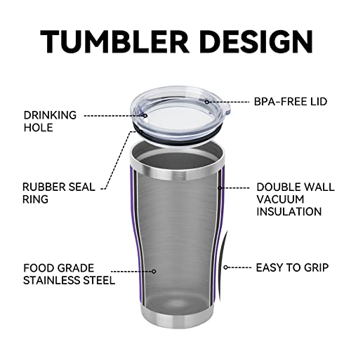 20oz Tumbler with Lid Stainless Steel Tumblers Bulk (Purple / 8 count)