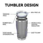 20oz Tumbler with Lid Stainless Steel Tumblers Bulk (Purple / 8 count)
