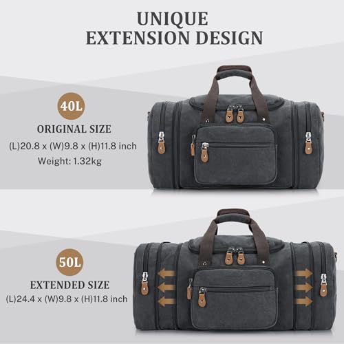 Canvas Duffle Bag (Dark Grey / Large-50L (Without Shoe Compartment))