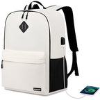 School Backpack for Teen Girls & College Women (D56-beige / 15.6 Inch)