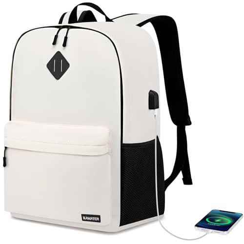 School Backpack for Teen Girls & College Women (D56-beige / 15.6 Inch)
