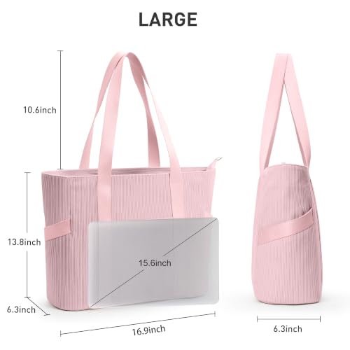 Tote Bag for Women (L-pink-fits 15.6" Laptop)