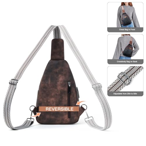 10L Crossbody Sling Bag for Women Men Anti Theft Cross Body Fanny Pack Belt Bag Purse Gifts for Women Faux Leather (10L / 10l-coffee)