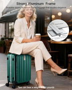 24 Inch Checked Luggage Front Opening Rolling Suitcase Hard Sided Luggage with Spinner Wheels Travel Luggagefor Woman Men (24 Inch / Dark Green)