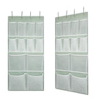 2 Pack 12 Pocket Over Door Hanging Storage Organizer with 4 Kinds Pouch (Small-Green: Pack of 2)