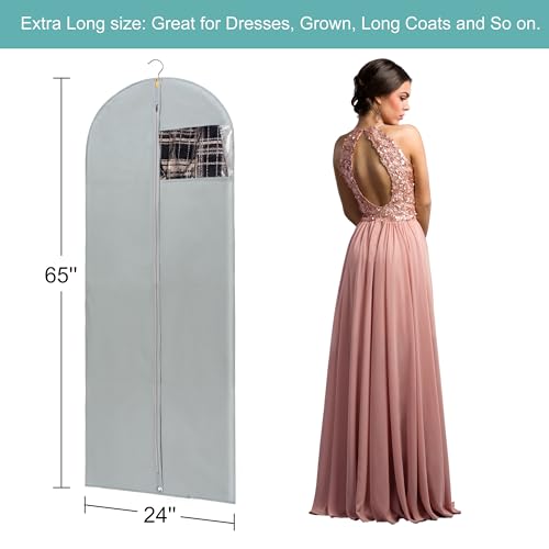 Dress Bags for Gowns Long (24" x 65" 2 Pack / Gray)
